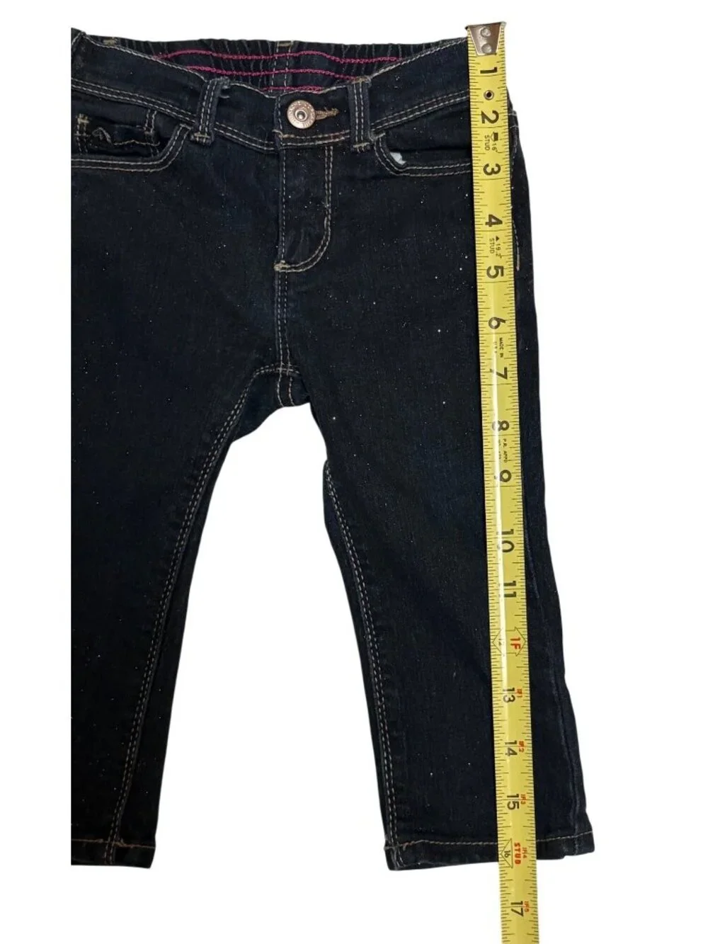 Jordache Baby Girl Skinny Denim Glitter Jeans 18M Stretch Elastic Waist